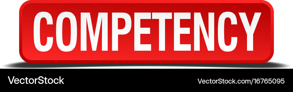 Competency red three-dimensional square button vector image