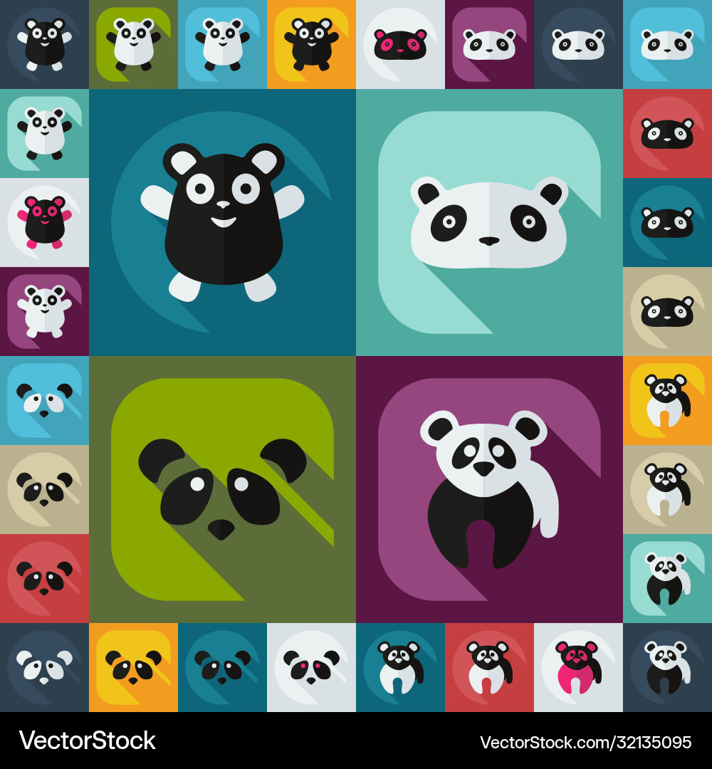 Flat concept set modern design mit schatten pandas Flat concept set modern design mit schatten pandas vektorbild