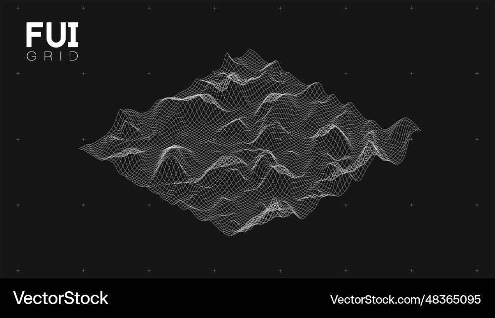 Fui gui 3d landscape scan grid abstract Fui gui 3d landscape scan grid abstract vector image