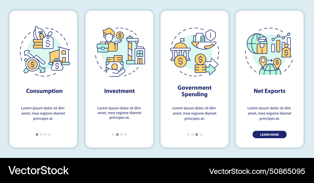 Gdp expenditure calculating method onboarding Vector Image