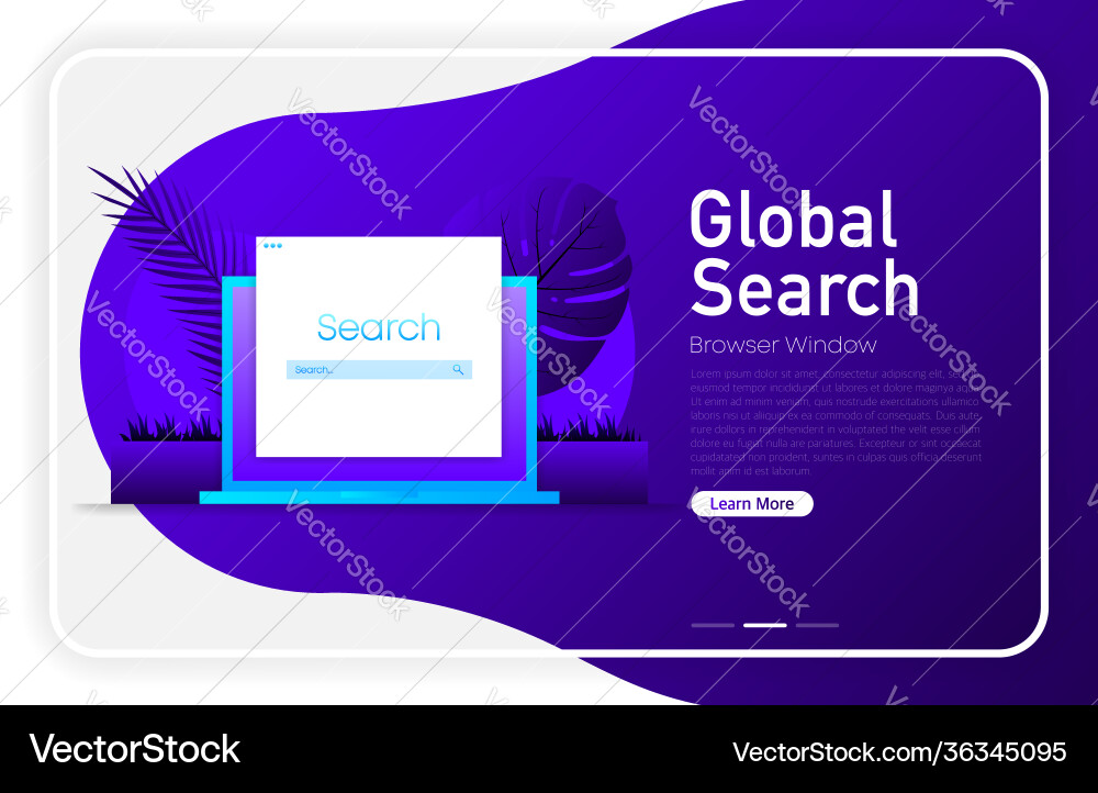 Global search browser system concept on dark Vector Image