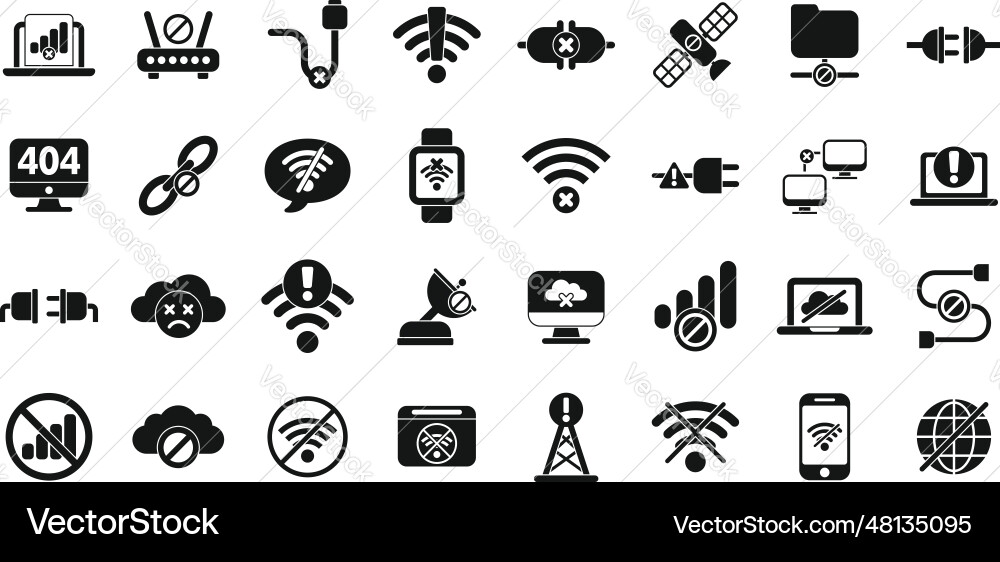 Lost Connection Icons - Signal Failure Vector Image