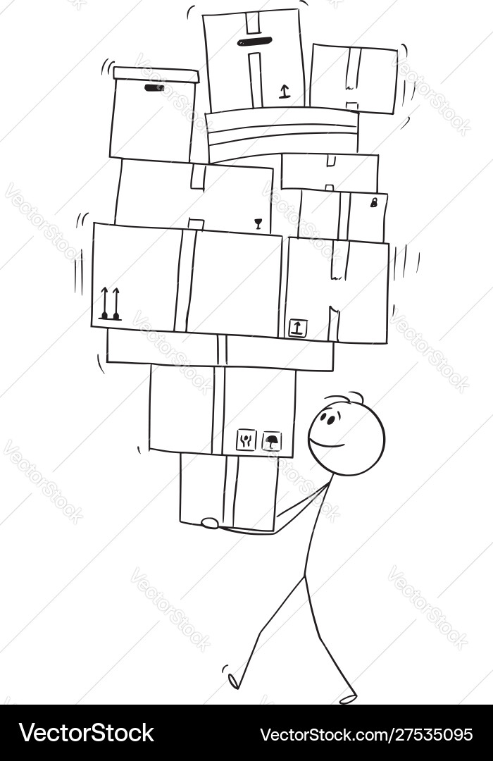 Man Balancing Boxes vector image