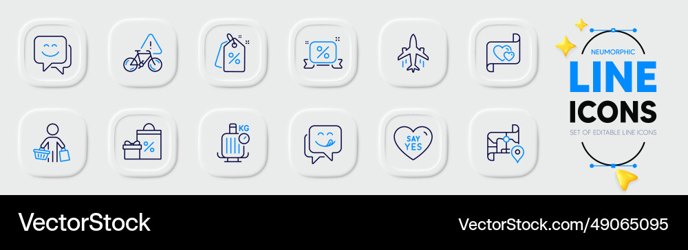 Map smile face and say yes line icons for web app Vector Image