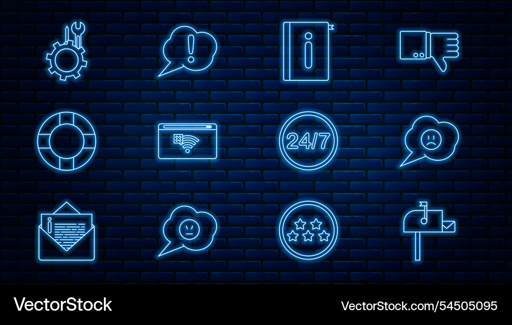 Set line open mail box speech bubble with sad vector image