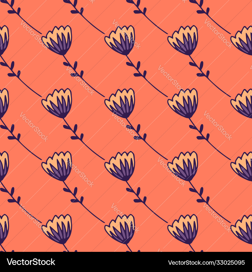 Simple stylized seamless pattern with tulip Vector Image