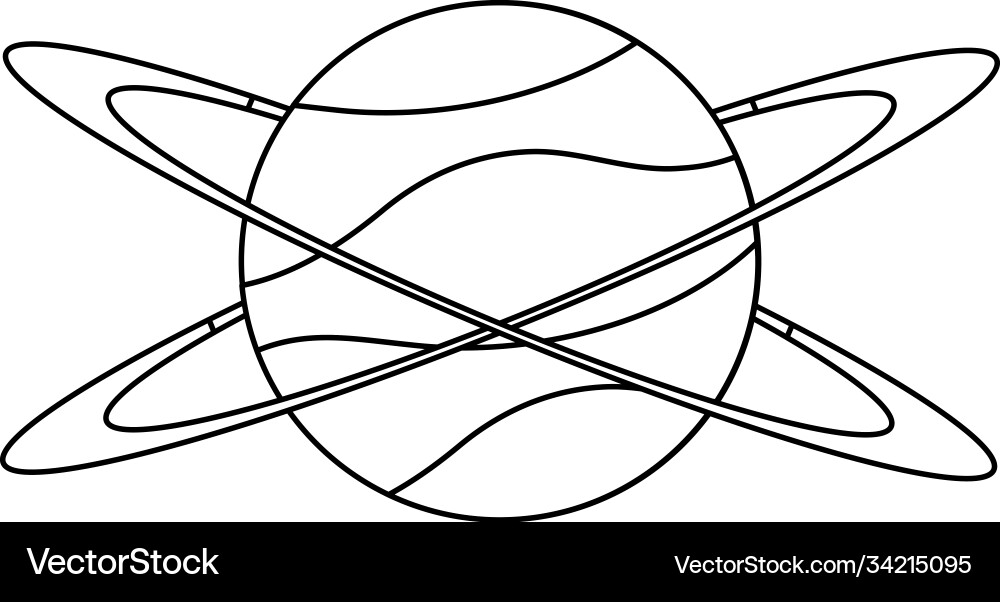 Space planet with orbits line style icon Space planet with orbits line style icon Vector Image