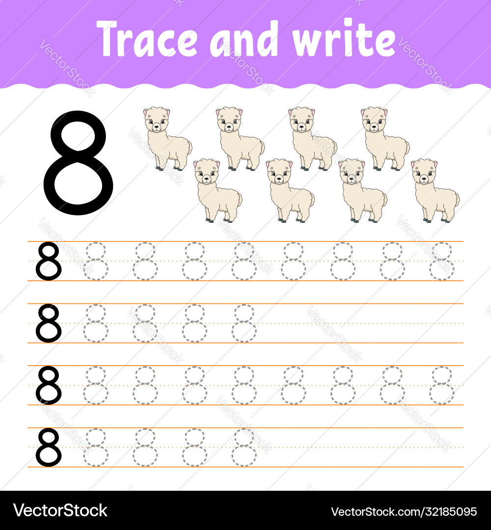 Trace and write handwriting practice learning vector image