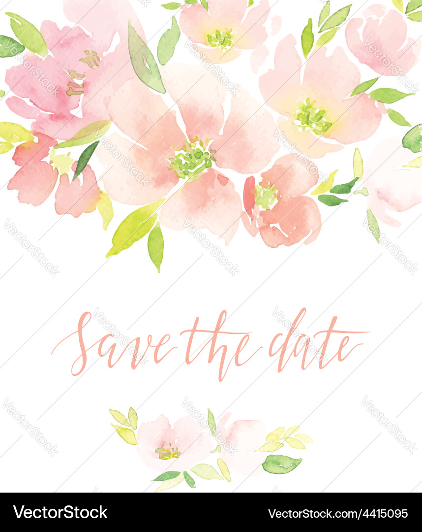Watercolor Floral Greeting Card Vector Image