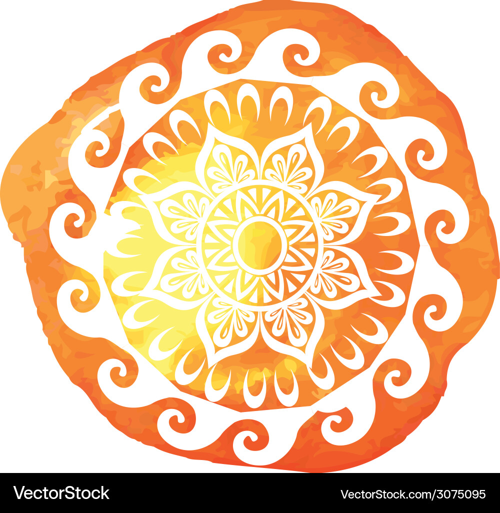 Watercolor Splatter Mandala Pattern vector image