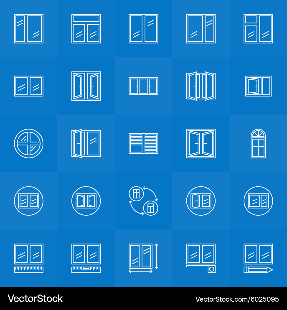 Window icons linear collection Vector Image