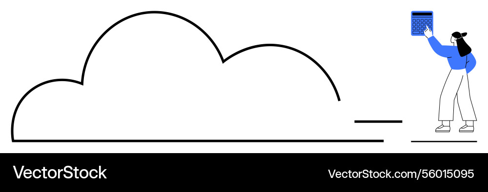 Woman uploading data to cloud server representing Vector Image