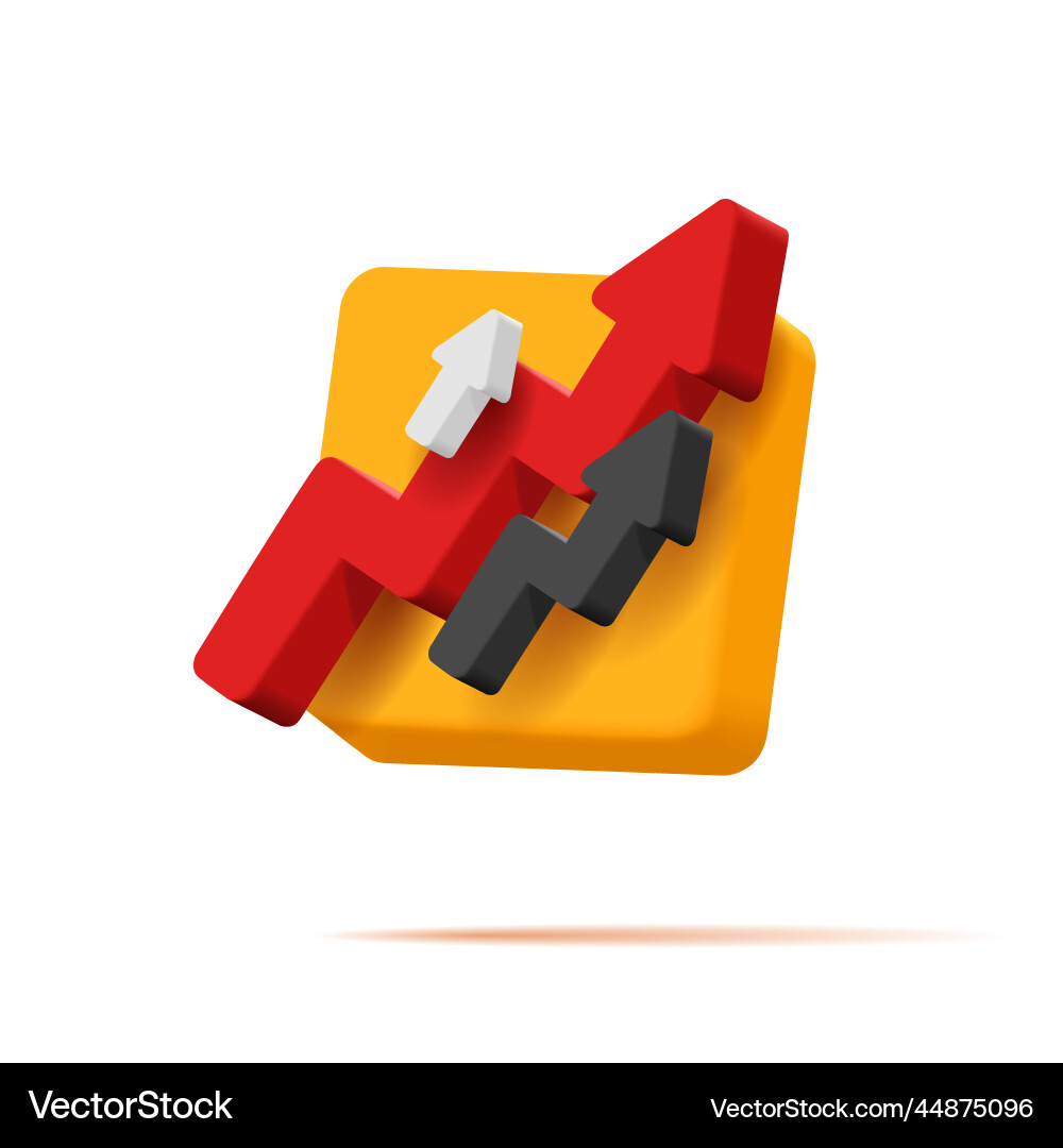 3d icon with volume arrows on square shape 3d icon with volume arrows on square shape vector image