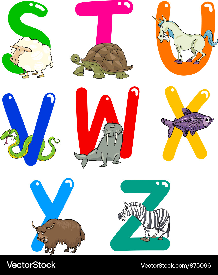 Colorful Alphabet Animal Set Vector Image