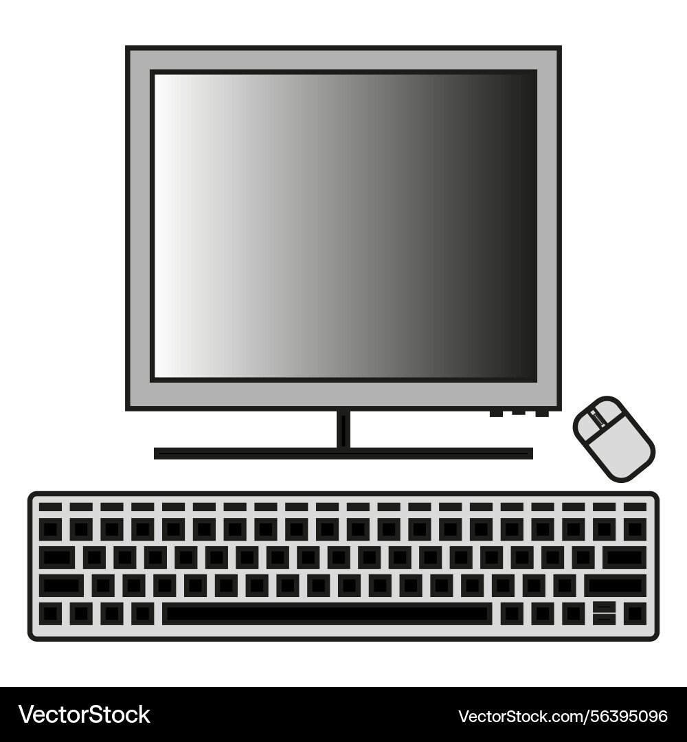 Computer monitor desktop keyboard graphic mouse Computer monitor desktop keyboard graphic mouse vector image