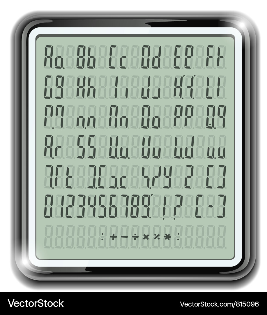 Digital Calculator Display Font Vector Image