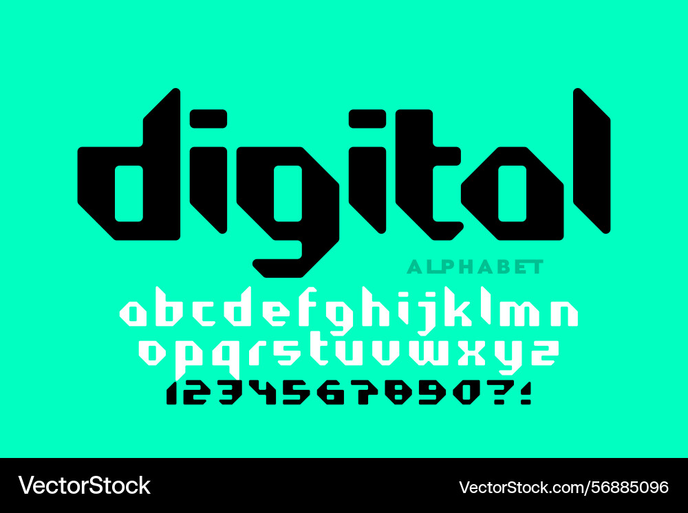 Digital style font alphabet letters and numbers Digital style font alphabet letters and numbers vector image