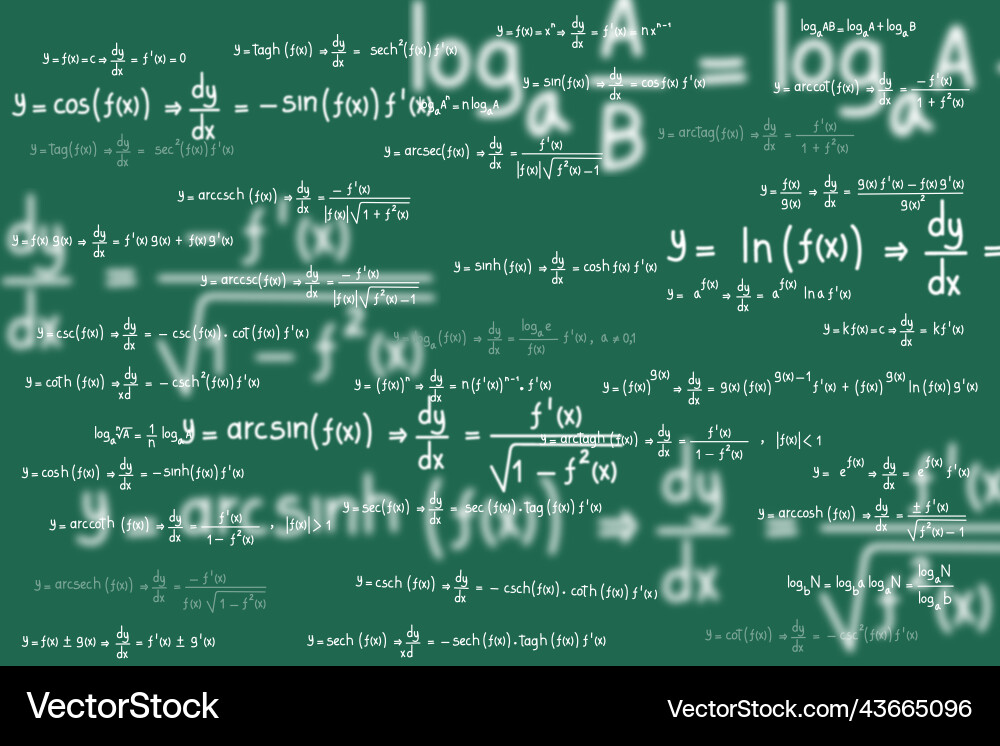 Equations and formulas of logarithms derivatives Equations and formulas of logarithms derivatives Vector Image