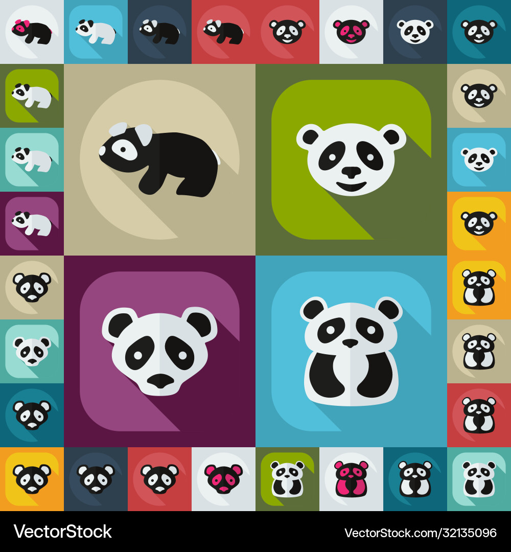 Flat concept set modern design mit schatten pandas Flat concept set modern design mit schatten pandas vektorbild
