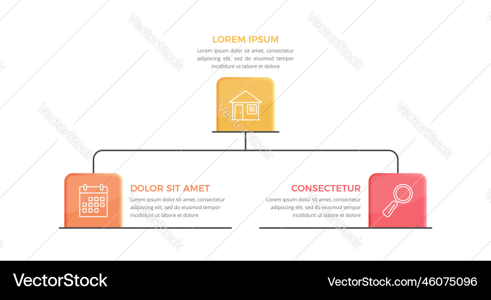 Flowchart with 3 elements vector image