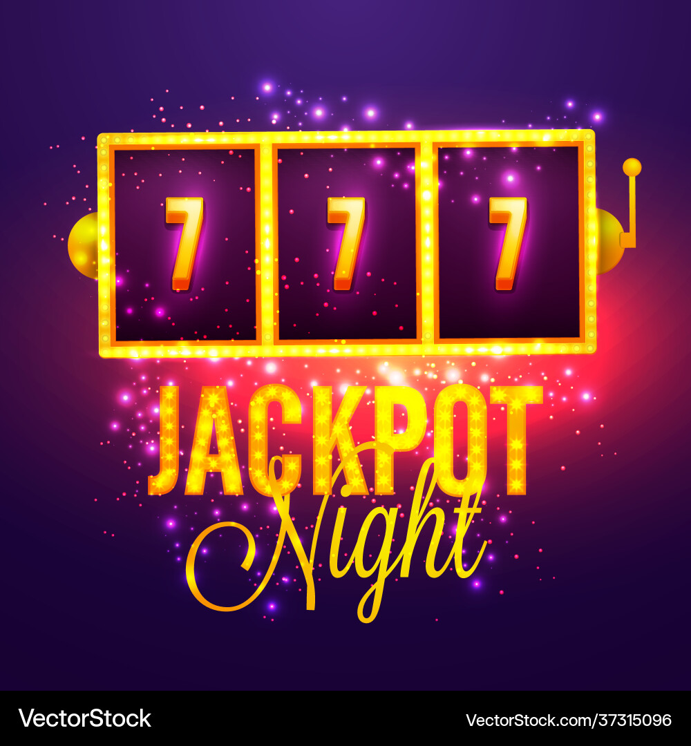 Golden Jackpot Nacht Slot Maschine Hintergrund vektorbild