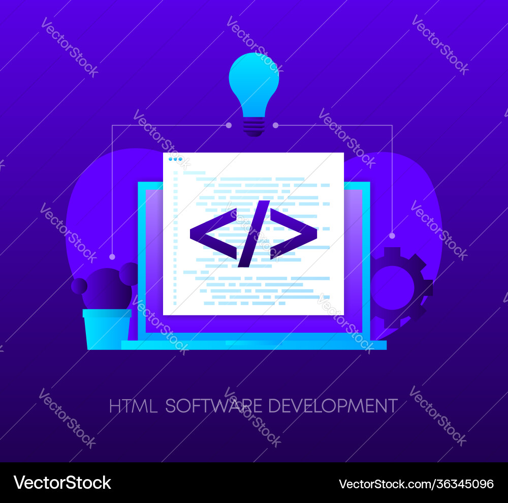 Html software development programming concept vector image