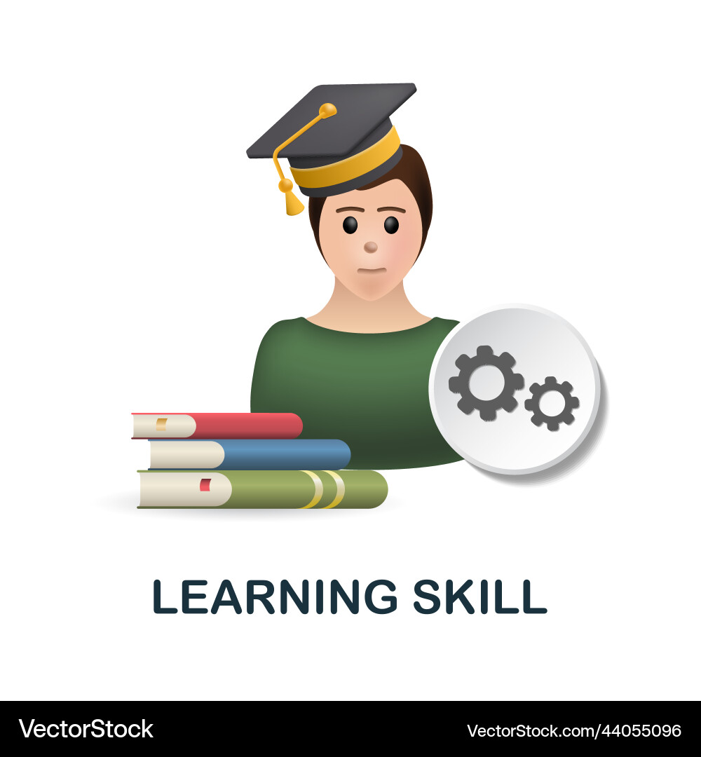 Learning skill icon 3d from cognitive skills vector image