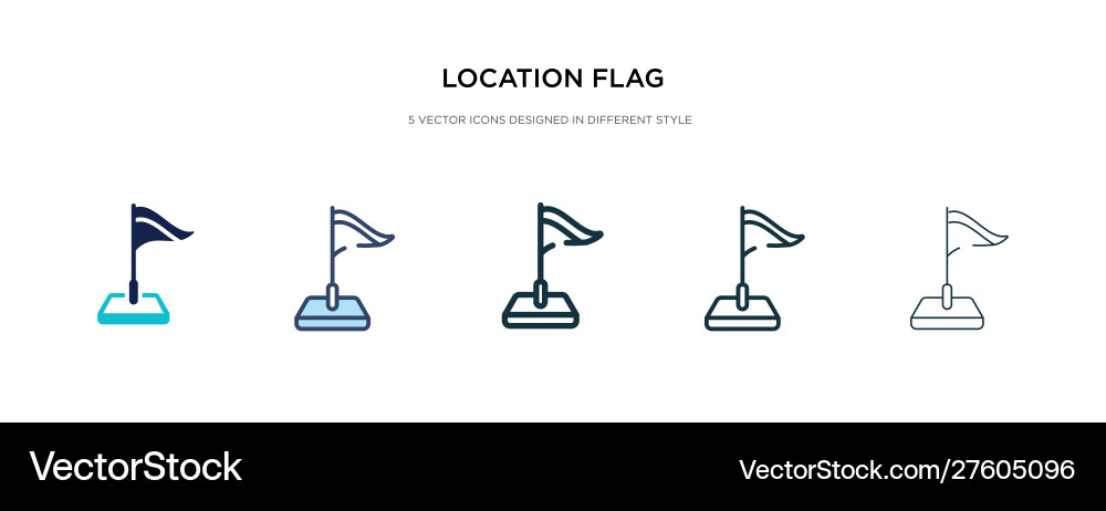 Location flag icon in different style two vector image