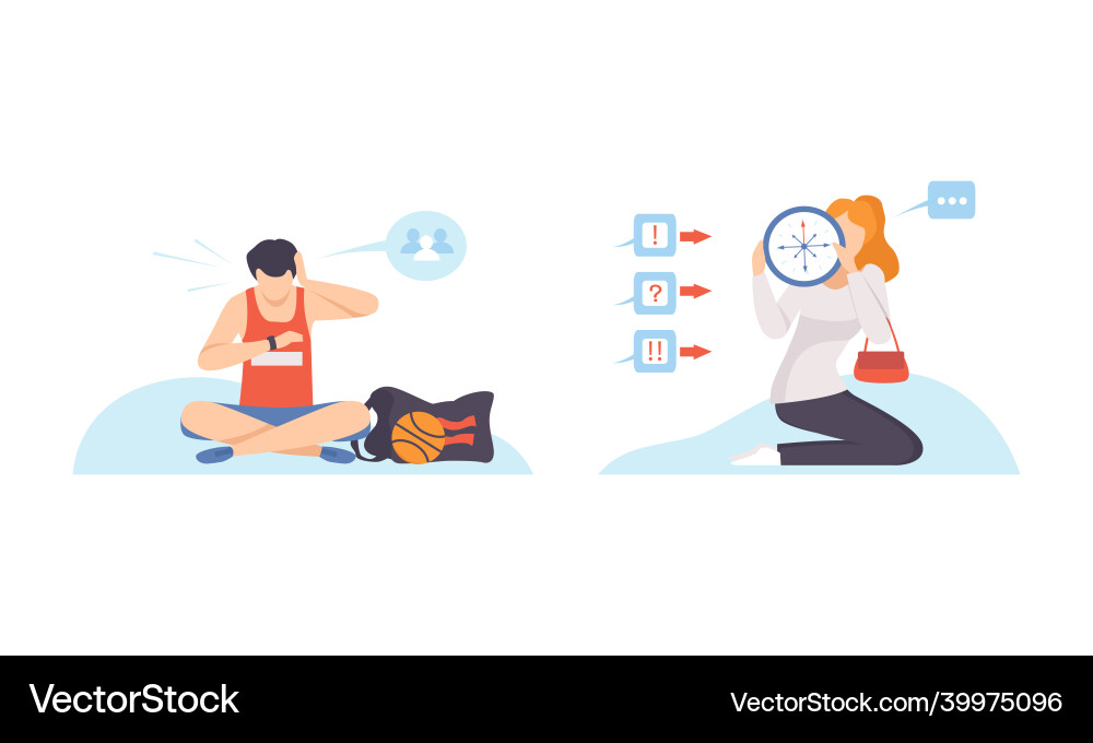 Man and woman with clock dial failing handling vector image