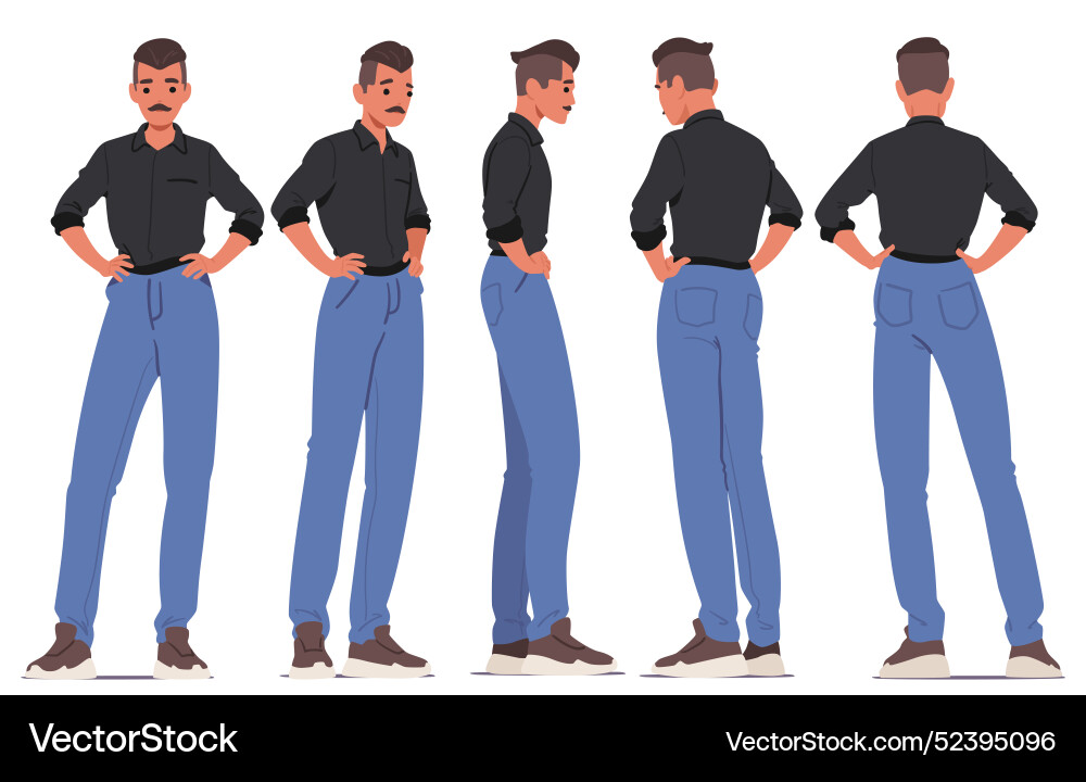 Man in various poses and angles to highlight vector image