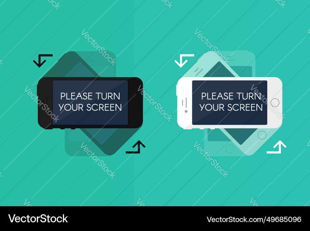 Phone screen turning simple visual instruction Phone screen turning simple visual instruction vector image