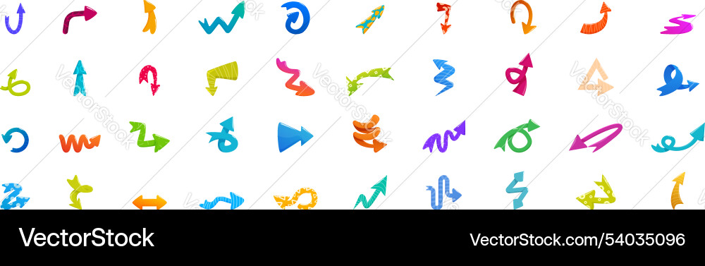 Quirky arrow icons set colorful arrows pointing vector image