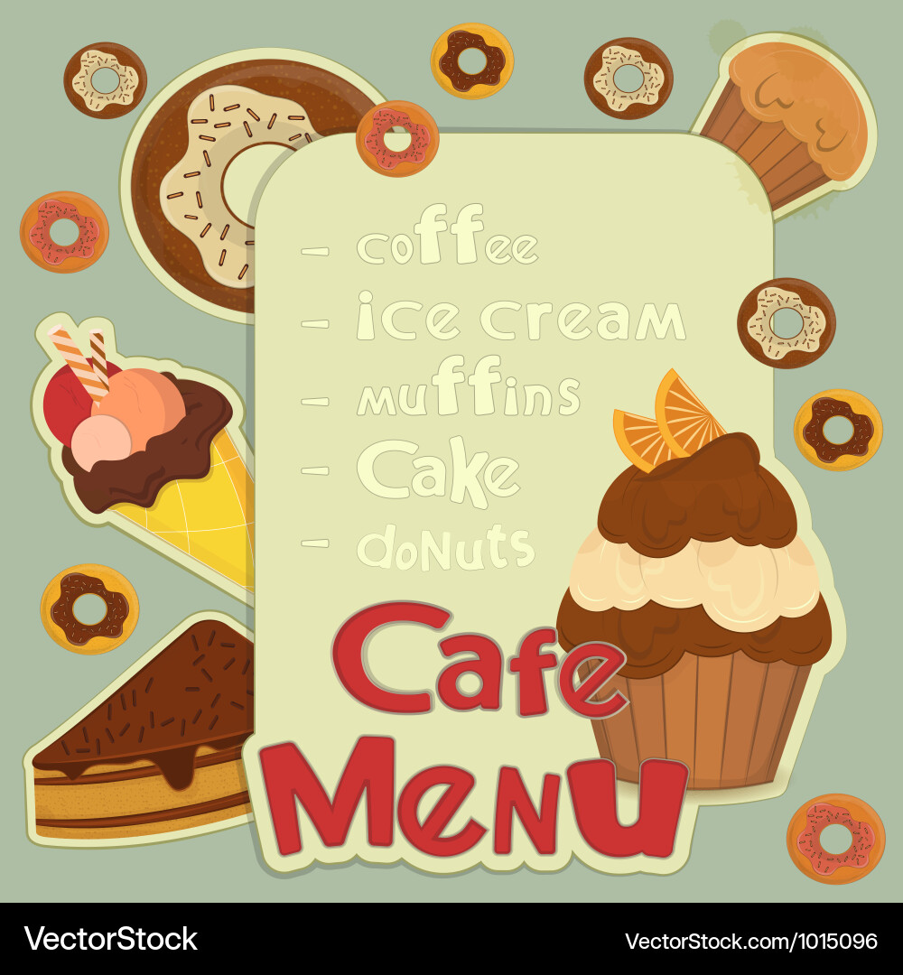 Retro Cafe Menu with Pastries vector image