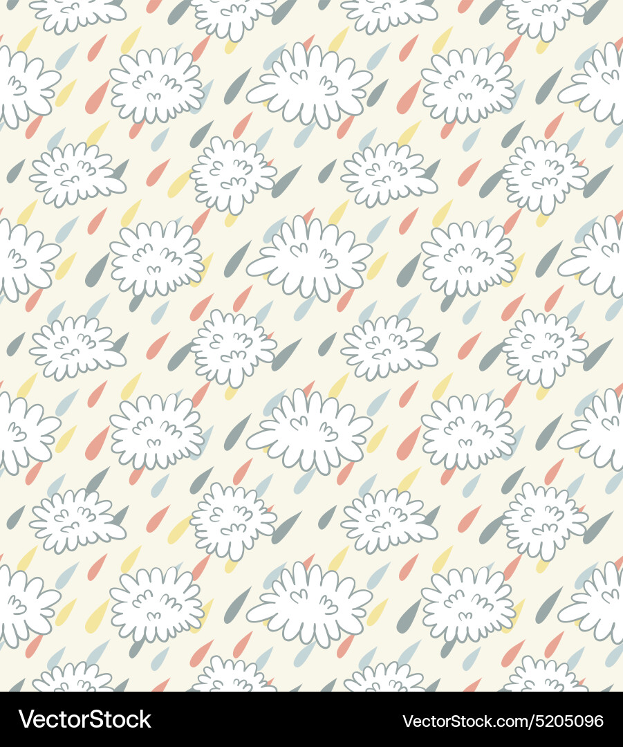 Seamless pattern with clouds and rain vector image