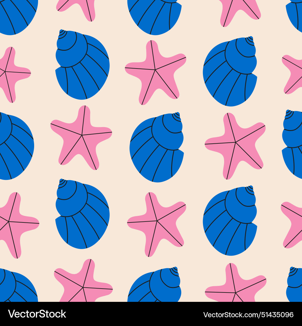 Seashells seamless pattern Seashells seamless pattern vector image