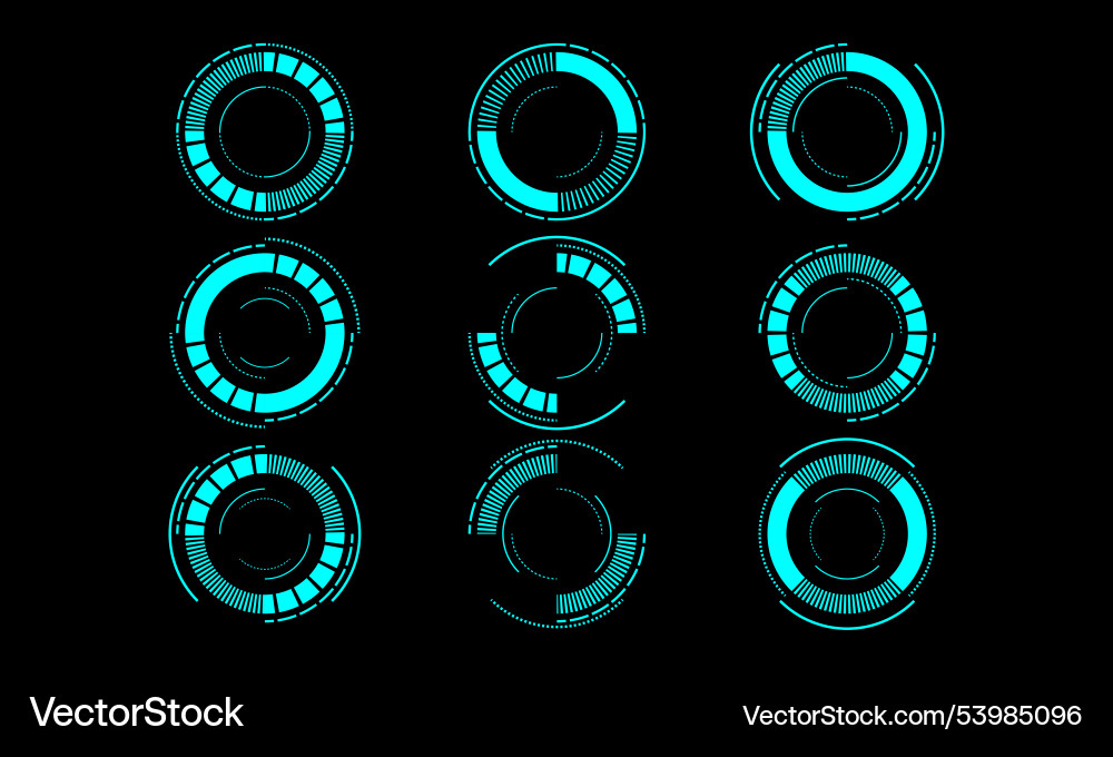 Set of sci fi white circle user interface Set of sci fi white circle user interface Vector Image