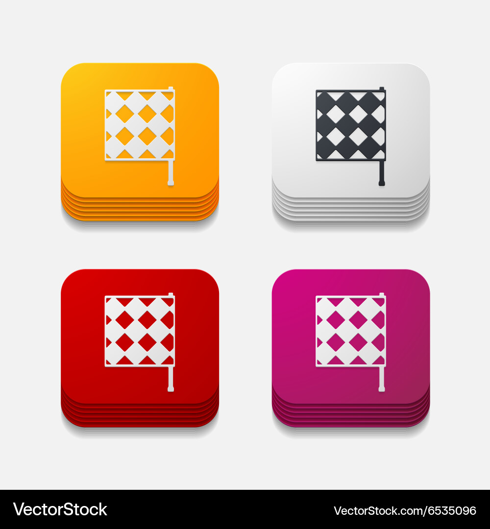 Square button linesman flag Vector Image