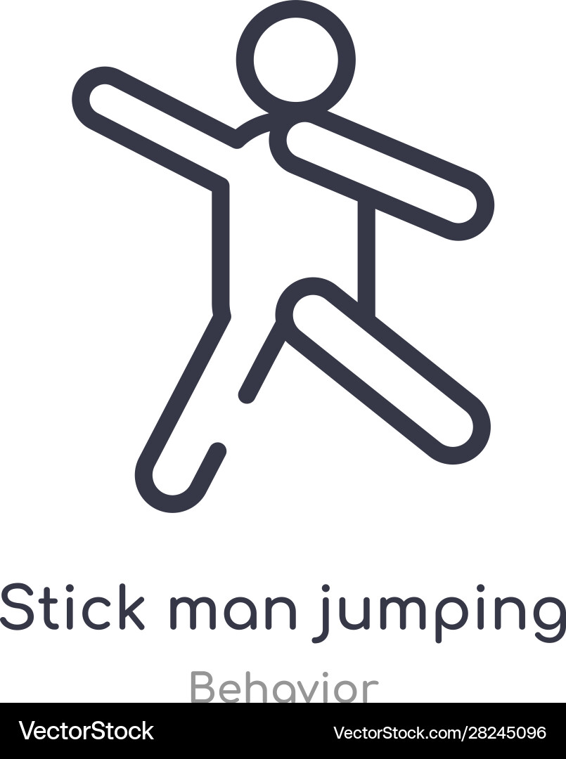 Stick man jumping outline icon isolated line from Vector Image