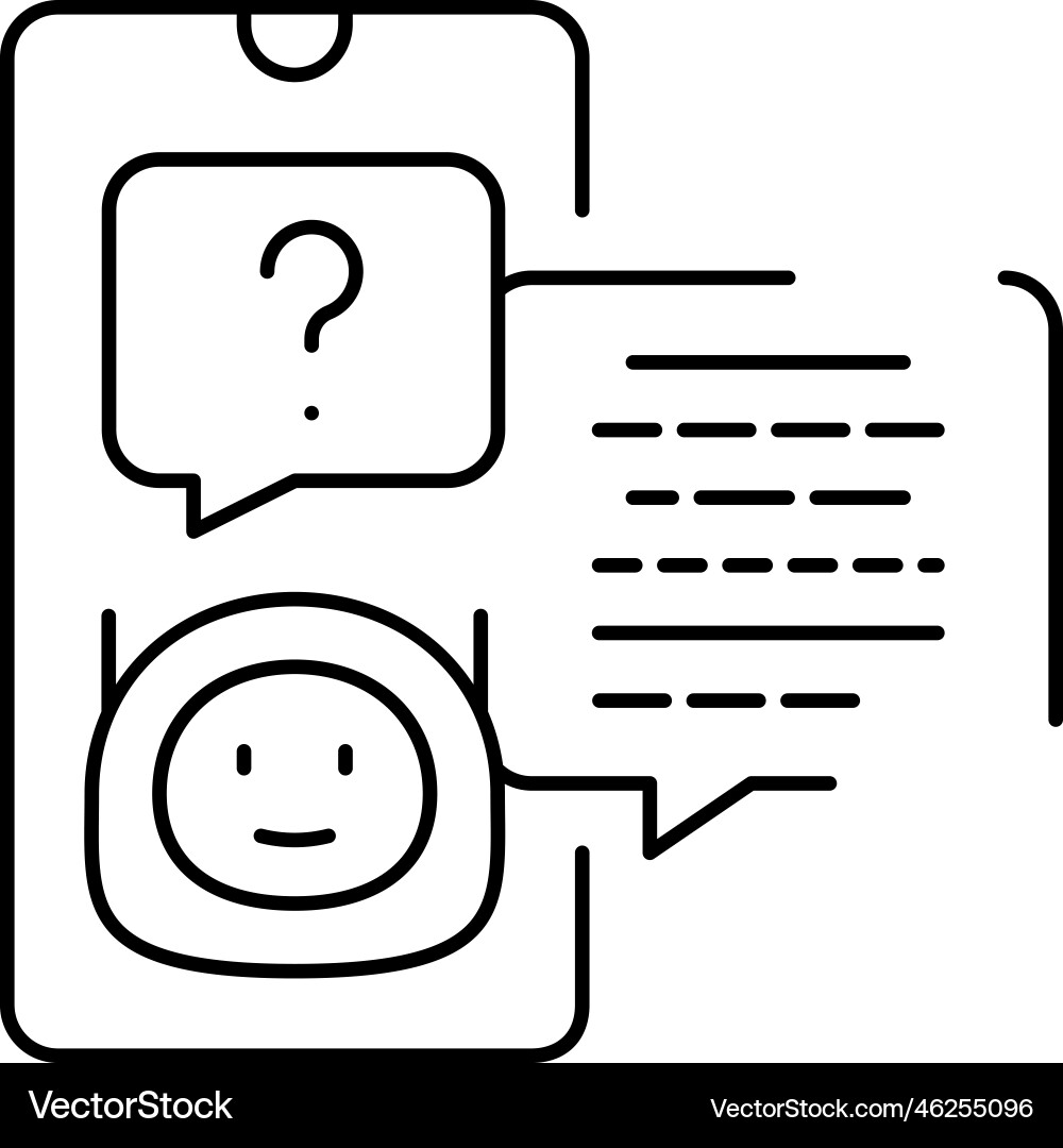 Support chat bot line icon Support chat bot line icon vector image