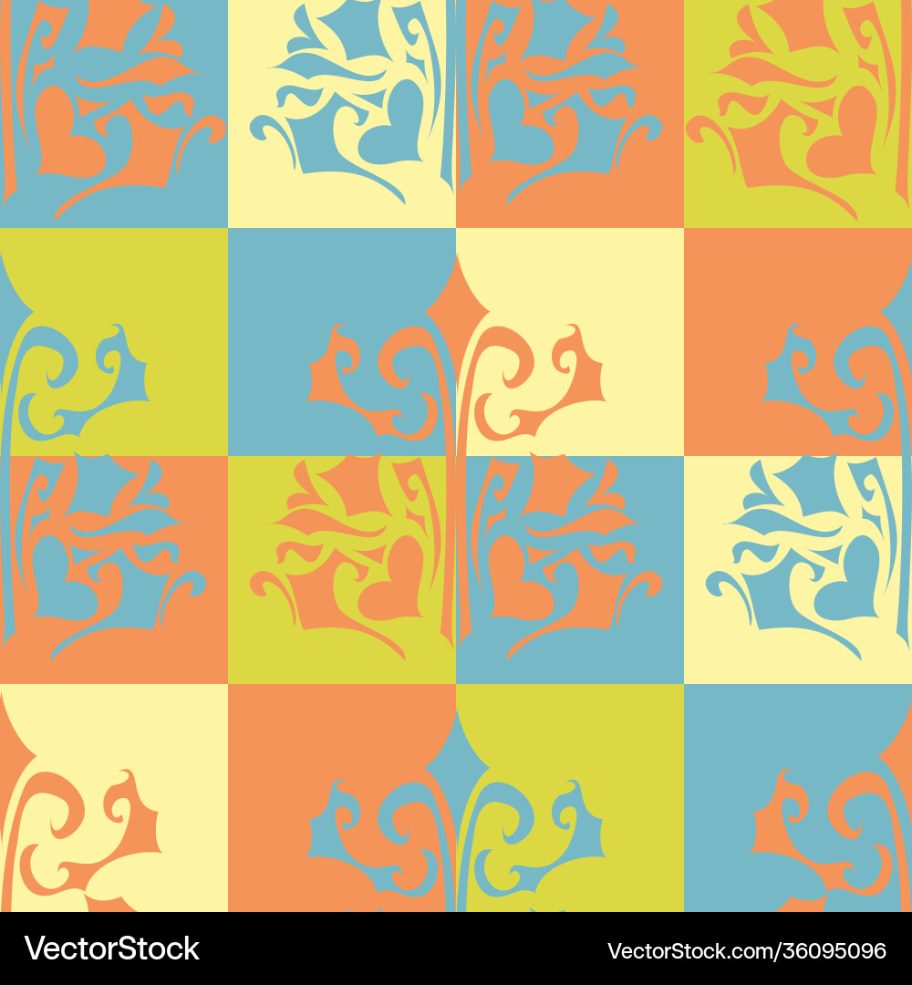 Swirly square tiles pattern in terracotta Swirly square tiles pattern in terracotta vector image