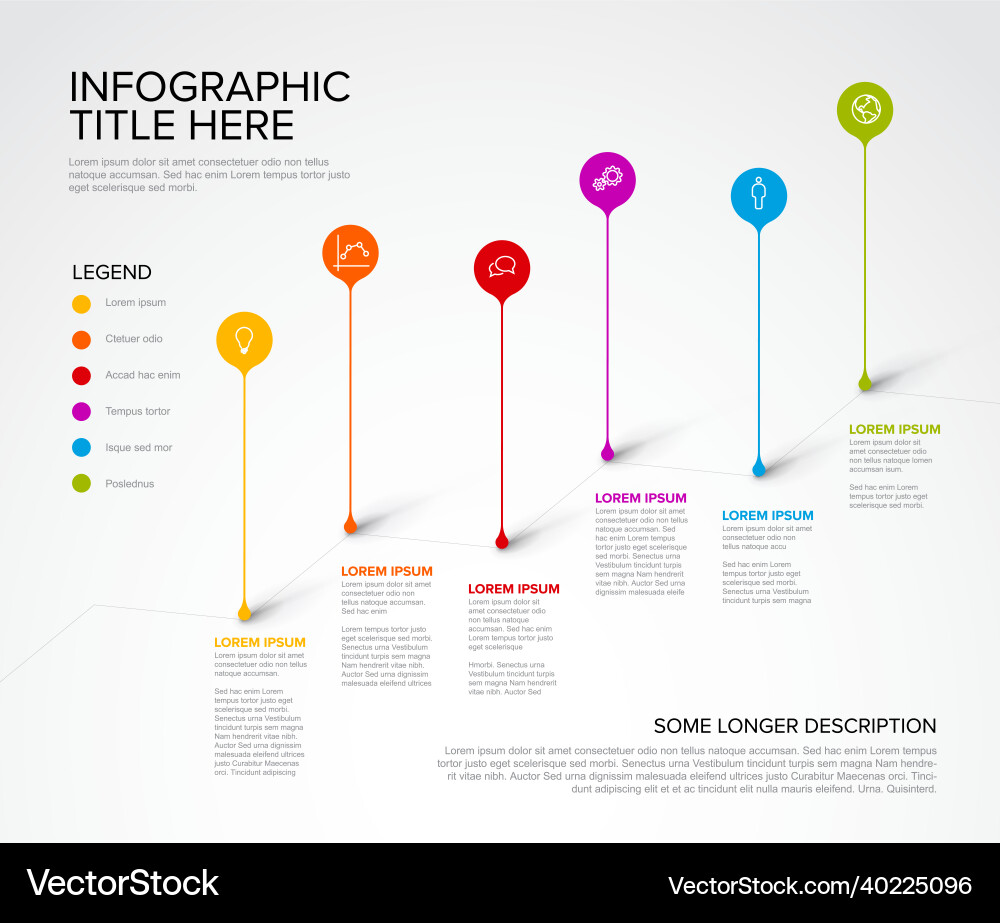 Timeline with six droplet pointers template Vector Image