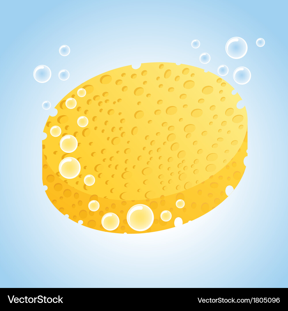 Yellow Cleaning Sponge Vector Image