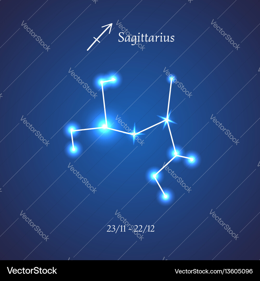 Zodiac constellation sagittarius the archer vector image