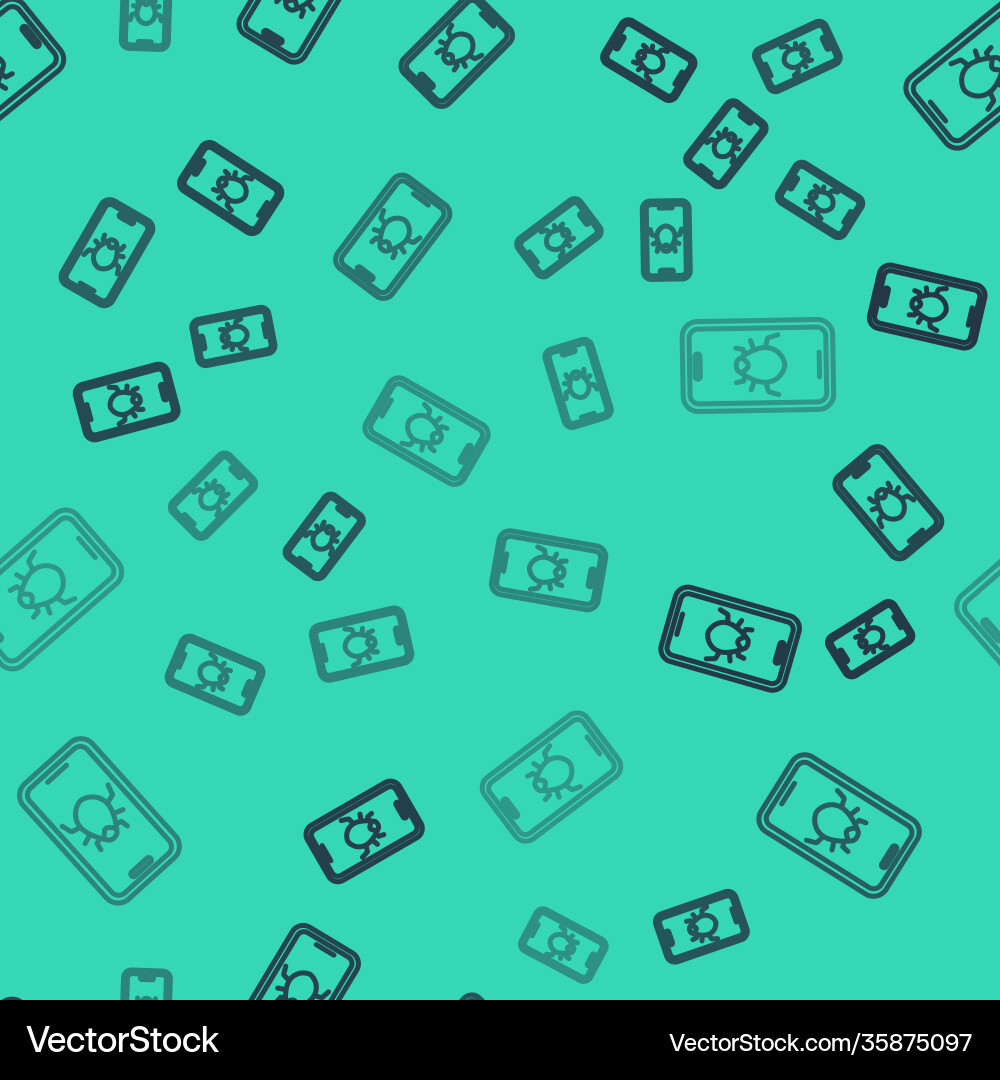 Black line system bug on mobile icon isolated Black line system bug on mobile icon isolated vector image