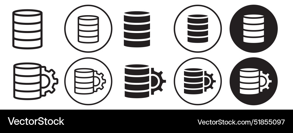 Database icon set collection for web Royalty Free Vector