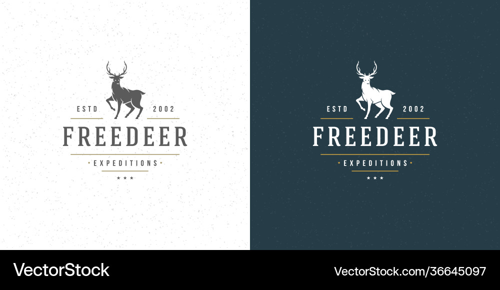 Deer with horns logo emblem vector image