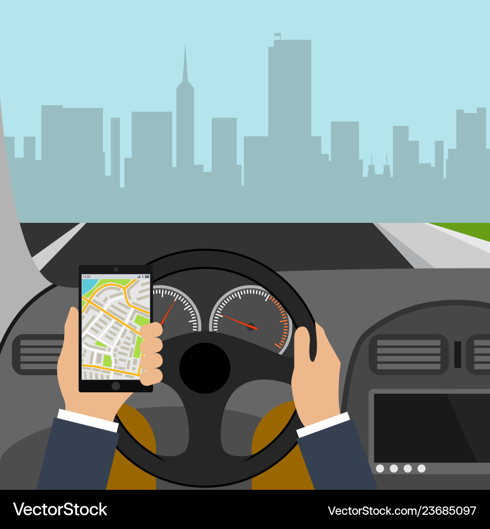 Driver Using Smartphone vector image