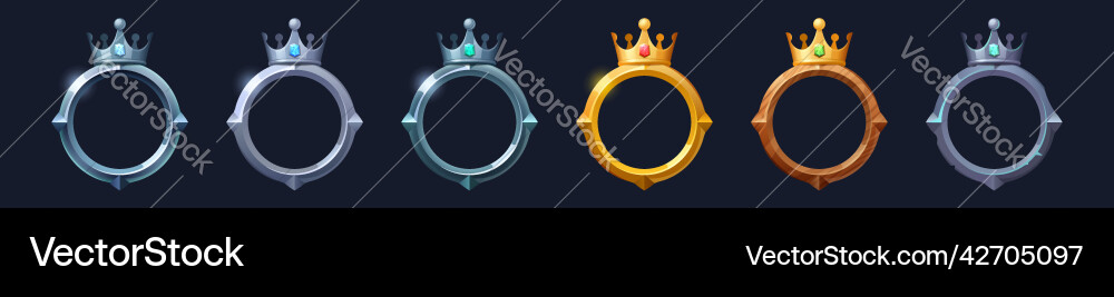 Fantasy frames with crown for user avatar in game Fantasy frames with crown for user avatar in game vector image