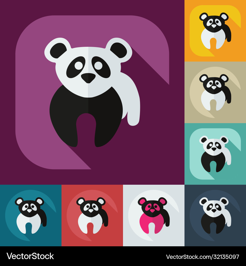 Flat modern design with shadow icons pandas vector image