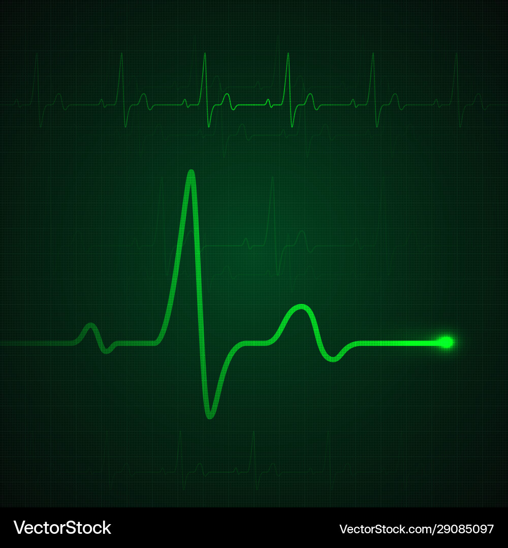 Heart pulse on green display heartbeat graphic